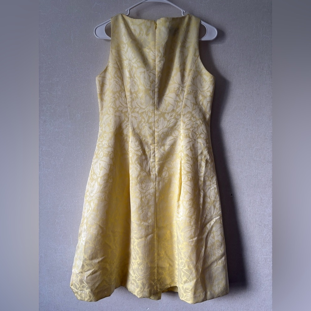 Black Label by Evan Picone  | Light yellow Jacquard fit Flare dress size 6 - Picture 7 of 7